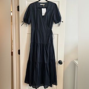 Christy Dawn The Augusta Dress L Midnight Black Wrap Maxi V Neck Women’s